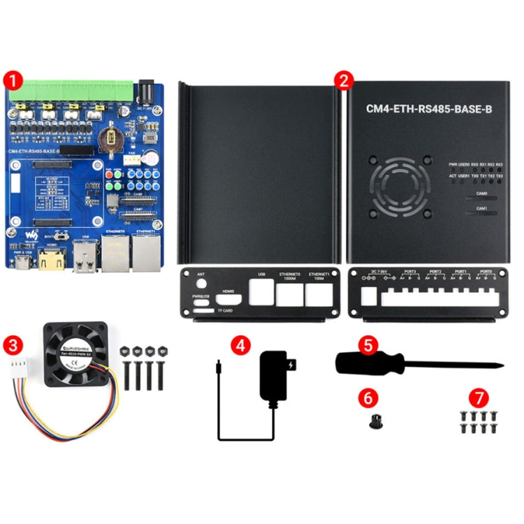 Waveshare Dual ETH Mini-Computer for Raspberry Pi CM4, Gigabit Ethernet, 4CH Isolated RS485(US Plug) - Mini PC Accessories by WAVESHARE | Online Shopping UK | buy2fix