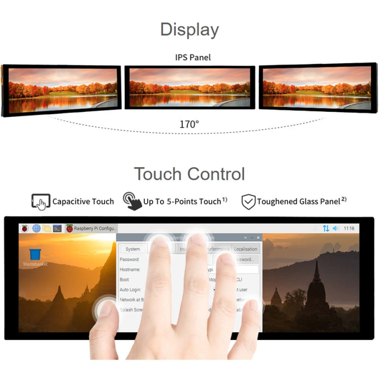 WAVESHARE 7.9 inch Capacitive Touch Display For Raspberry Pi, 400 x 1280, IPS, DSI Interface - Consumer Electronics by WAVESHARE | Online Shopping UK | buy2fix