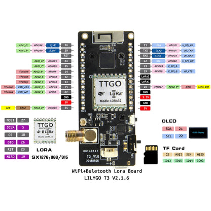 TTGO LORA32 V2.1 ESP32 0.96 inch OLED Bluetooth WiFi Wireless Module 433MHz SMA IP5306 Module with Antenna - Module by TTGO | Online Shopping UK | buy2fix