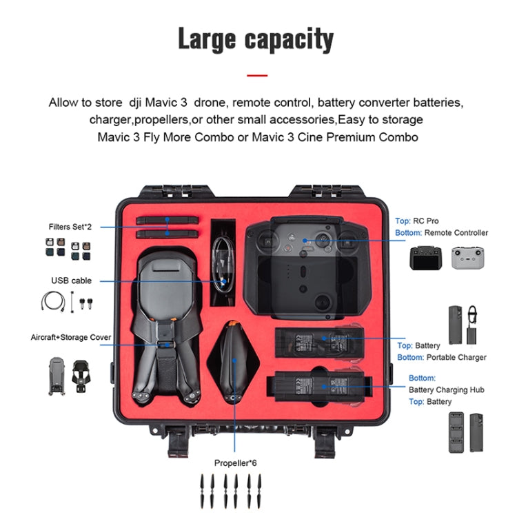 STARTRC 1110290 ABS Waterproof Shockproof Suitcase Storage Box for DJI Mavic 3 (Black) - Backpacks & Bags by STARTRC | Online Shopping UK | buy2fix