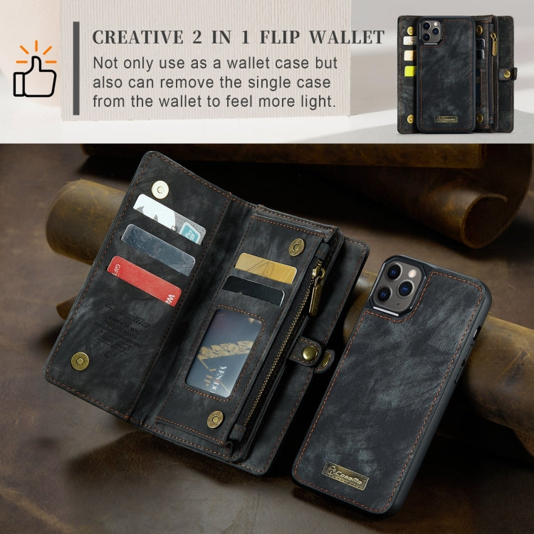 For iPhone 11 Pro CaseMe-008 Detachable Multifunctional Horizontal Flip Leather Case with Card Slot & Holder & Zipper Wallet & Photo Frame (Black) - iPhone 11 Pro Cases by CaseMe | Online Shopping UK | buy2fix