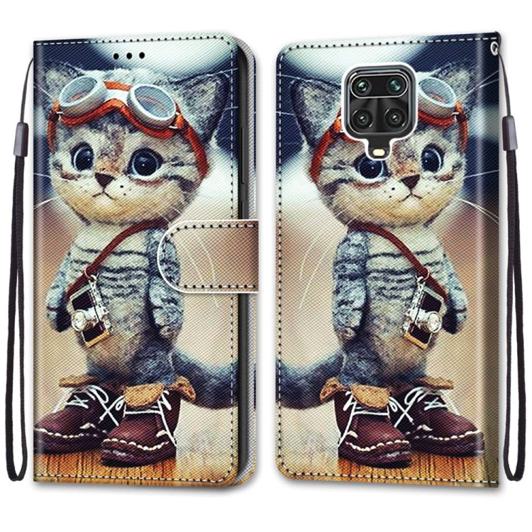 For Xiaomi Redmi Note 9S / 9 Pro Coloured Drawing Cross Texture Horizontal Flip PU Leather Case with Holder & Card Slots & Wallet & Lanyard(Leather Shoes Cat) - Xiaomi Cases by buy2fix | Online Shopping UK | buy2fix