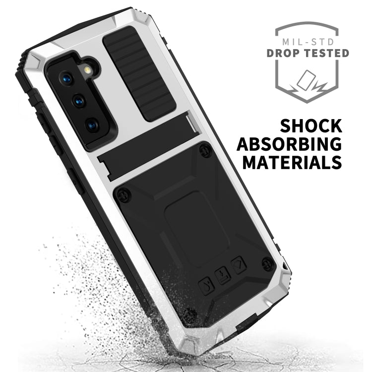 For Samsung Galaxy S21 5G R-JUST Shockproof Waterproof Dust-proof Metal + Silicone Protective Case with Holder(Silver) - Galaxy S21 5G Cases by R-JUST | Online Shopping UK | buy2fix