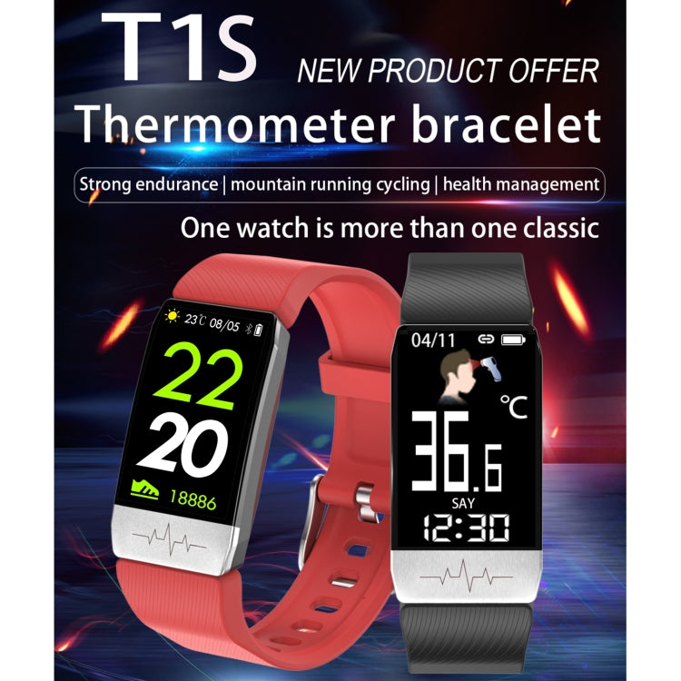 T1S 1.14 inch Screen IP67 Waterproof Smart Bracelet, Support Blood Oxygen Monitoring / Body Temperature Monitoring / Heart Rate Monitoring(Red) - Smart Wear by buy2fix | Online Shopping UK | buy2fix