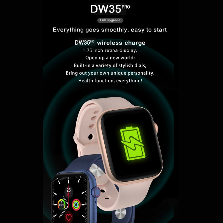 DW35PRO 1.75 inch Color Screen IPX7 Waterproof Smart Watch, Support Bluetooth Answer & Reject / Sleep Monitoring / Heart Rate Monitoring, Style: Silicone Strap(White) - Smart Wear by buy2fix | Online Shopping UK | buy2fix