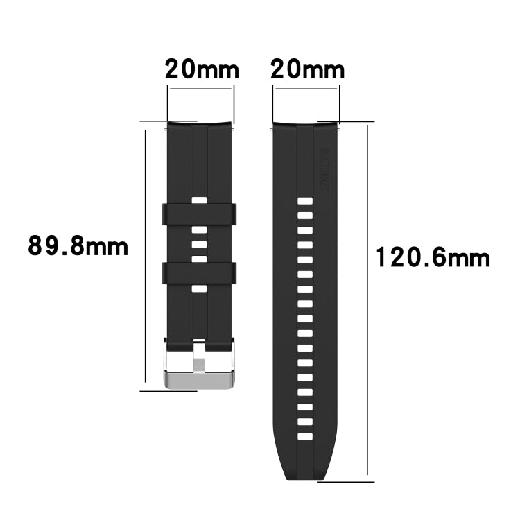 For Amazfit GTS 2e / GTS 2 20mm Silicone Watch Band with Silver Buckle(Black) - Watch Bands by buy2fix | Online Shopping UK | buy2fix