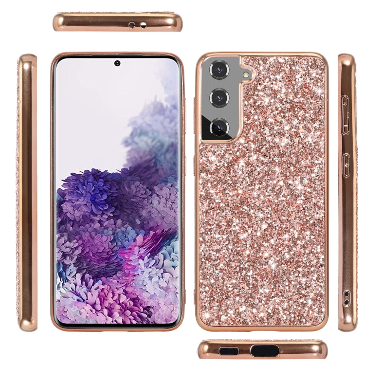 For Samsung Galaxy S21 FE Glitter Powder Shockproof TPU Protective Case(Rose Gold) - Samsung Accessories by buy2fix | Online Shopping UK | buy2fix