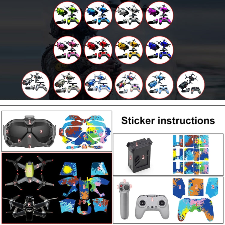 FPV-TZ-SF 4 in 1 Waterproof Anti-Scratch Decal Skin Wrap Stickers Personalized Film Kits for DJI FPV Drone & Goggles V2 & Remote Control & Rocker(Fluorescent Purple) - DJI & GoPro Accessories by buy2fix | Online Shopping UK | buy2fix