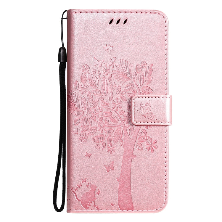 For Xiaomi Mi 11 Lite 5G Tree & Cat Pattern Pressed Printing Horizontal Flip PU Leather Case with Holder & Card Slots & Wallet & Lanyard(Rose Gold) - Xiaomi Cases by Diaobaolee | Online Shopping UK | buy2fix