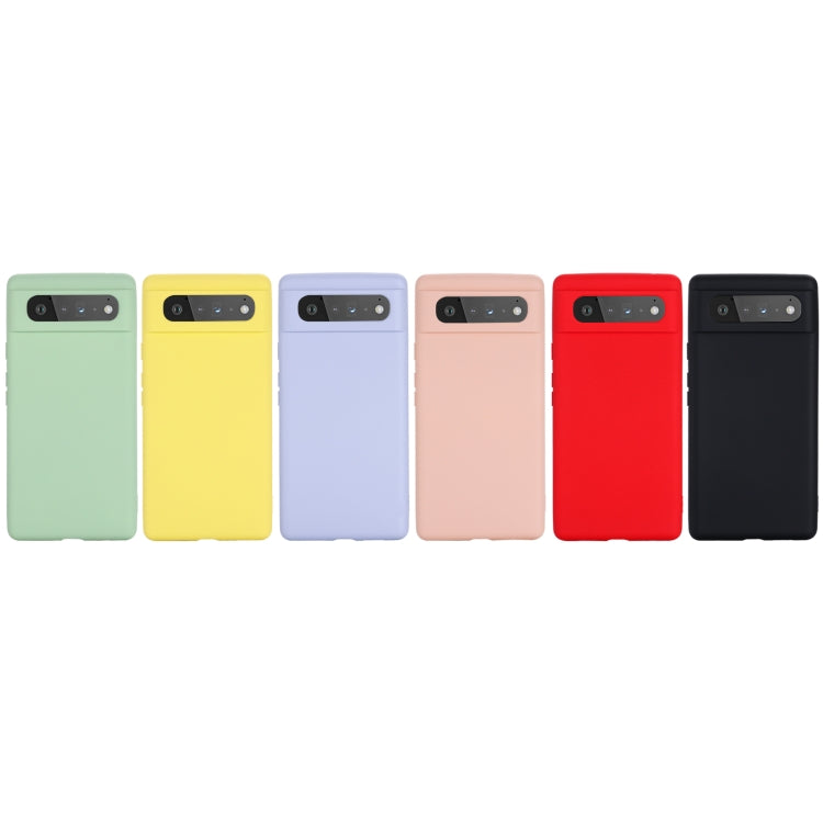 For Google Pixel 6 Pure Color Liquid Silicone Shockproof Full Coverage Case(Yellow) - Google Cases by buy2fix | Online Shopping UK | buy2fix