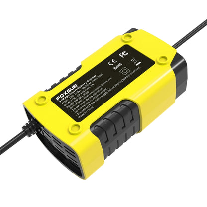 FOXSUR 2A / 6V / 12V Car / Motorcycle 3-stage Full Smart Battery Charger, Plug Type:UK Plug(Yellow) - In Car by FOXSUR | Online Shopping UK | buy2fix