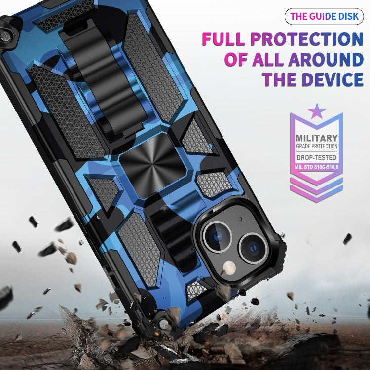 For iPhone 13 mini Camouflage Armor Kickstand TPU + PC Magnetic Phone Case (Blue) - iPhone 13 mini Cases by buy2fix | Online Shopping UK | buy2fix