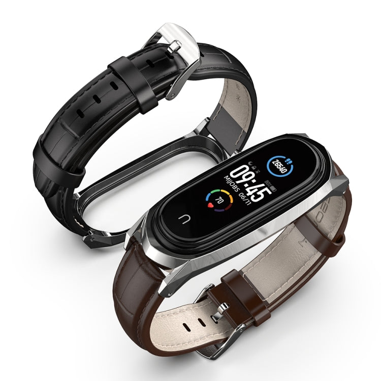 For Xiaomi Mi Band 6 / 5 / 4 / 3 Mijobs GT First Layer Cowhide Watch Band(Oil Brown+Gold) - Watch Bands by MIJOBS | Online Shopping UK | buy2fix