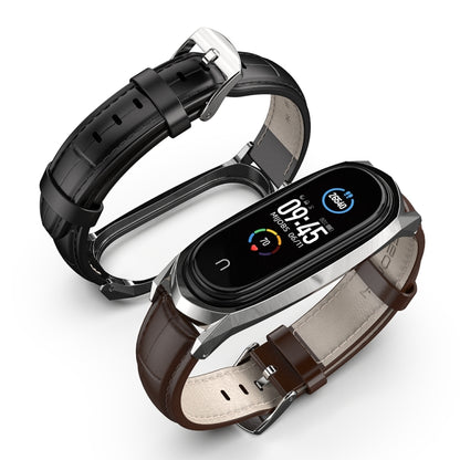 For Xiaomi Mi Band 6 / 5 / 4 / 3 Mijobs GT First Layer Cowhide Watch Band(Oil Brown+Gold) - Watch Bands by MIJOBS | Online Shopping UK | buy2fix