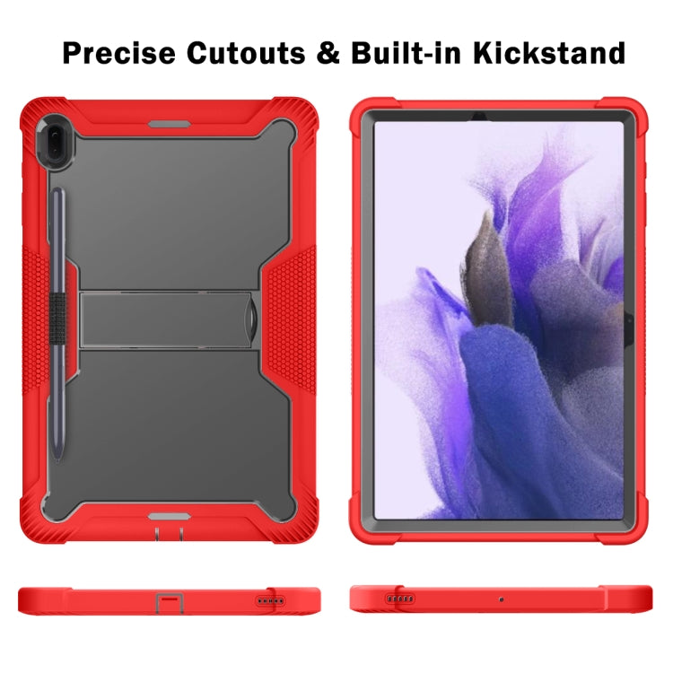 For Samsung Galaxy Tab S7 FE Silicone + PC Shockproof Protective Case with Holder(Red + Black) - Other Galaxy Tab PC by buy2fix | Online Shopping UK | buy2fix