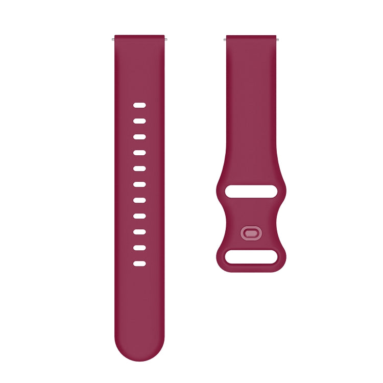 22mm For Amazfit GTS 2e Butterfly Buckle Silicone Watch Band(Wine Red) - Watch Bands by buy2fix | Online Shopping UK | buy2fix