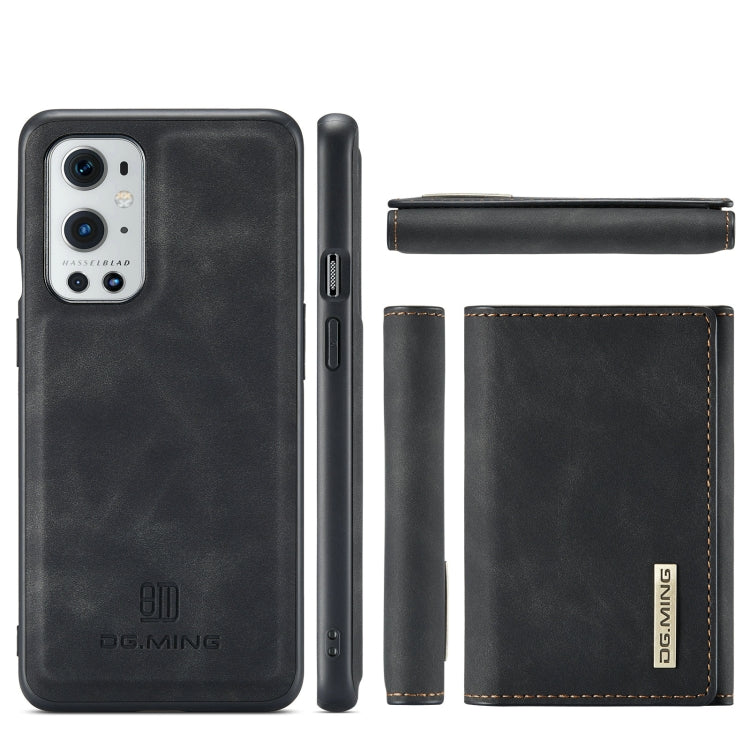 For OnePlus 9 Pro DG.MING M1 Series 3-Fold Multi Card Wallet  Back Cover Shockproof Case with Holder Function(Black) -  by DG.MING | Online Shopping UK | buy2fix