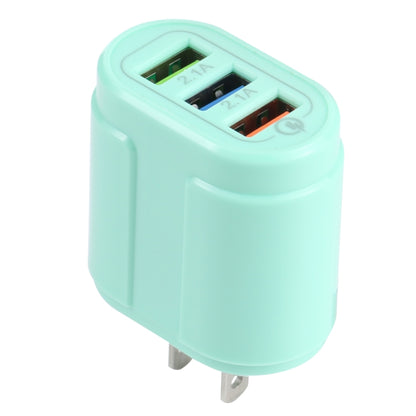 13-222 QC3.0 USB + 2.1A Dual USB Ports Macarons Travel Charger, US Plug(Green) - Mobile Accessories by buy2fix | Online Shopping UK | buy2fix