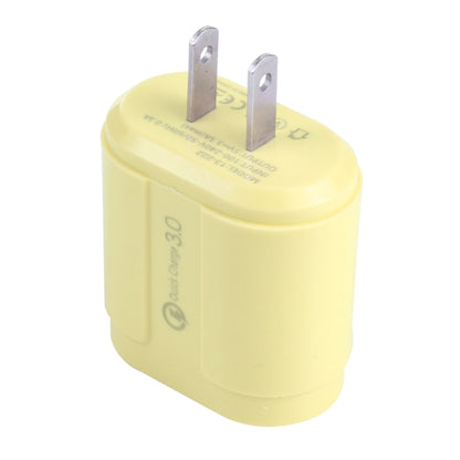 13-222 QC3.0 USB + 2.1A Dual USB Ports Macarons Travel Charger, US Plug(Yellow) - Mobile Accessories by buy2fix | Online Shopping UK | buy2fix