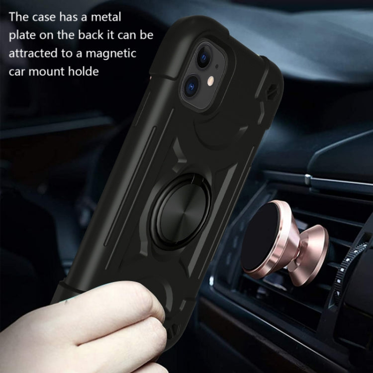 For iPhone 11 Shockproof Silicone + PC Protective Case with Dual-Ring Holder (Black) - iPhone 11 Cases by buy2fix | Online Shopping UK | buy2fix