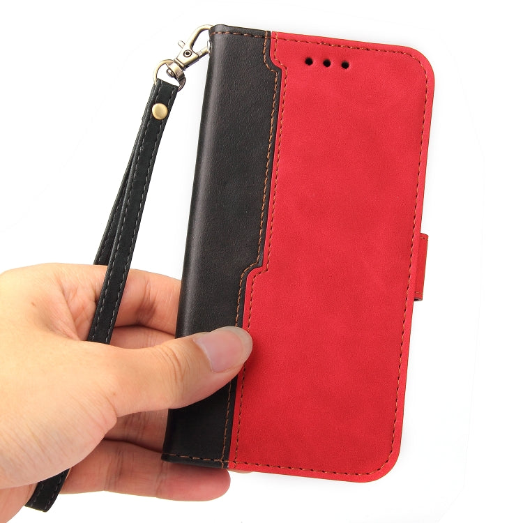 For vivo V21 4G / 5G Business Stitching-Color Horizontal Flip PU Leather Case with Holder & Card Slots & Photo Frame(Red) - vivo Cases by buy2fix | Online Shopping UK | buy2fix