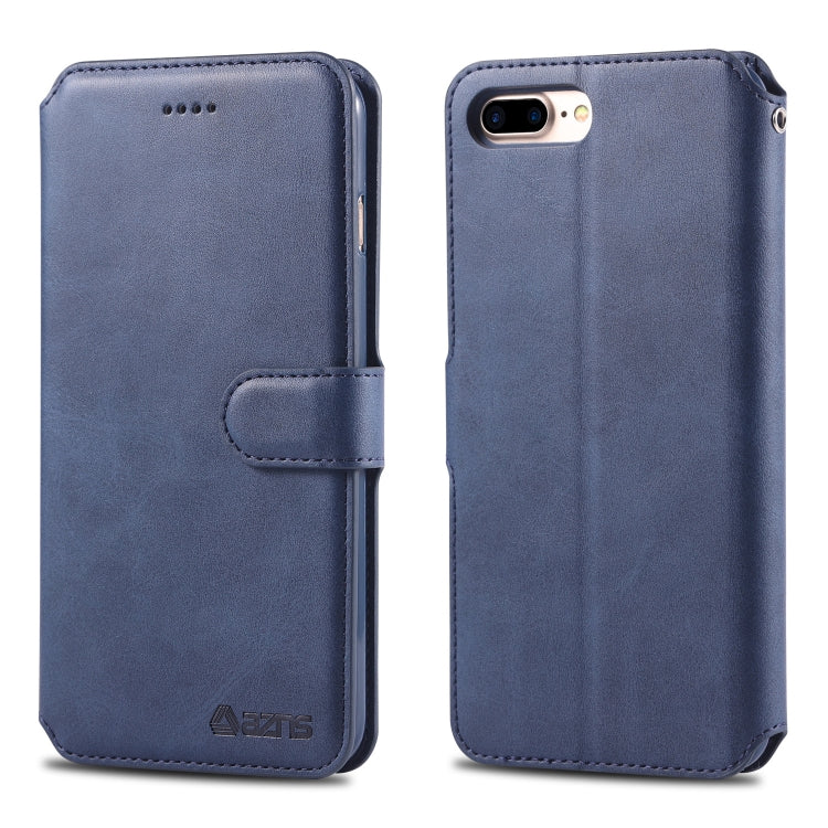 For iPhone 7 Plus / 8 Plus AZNS Calf Texture Magnetic Horizontal Flip PU Leather Case with Holder & Card Slots & Photo Frame(Blue) - More iPhone Cases by AZNS | Online Shopping UK | buy2fix