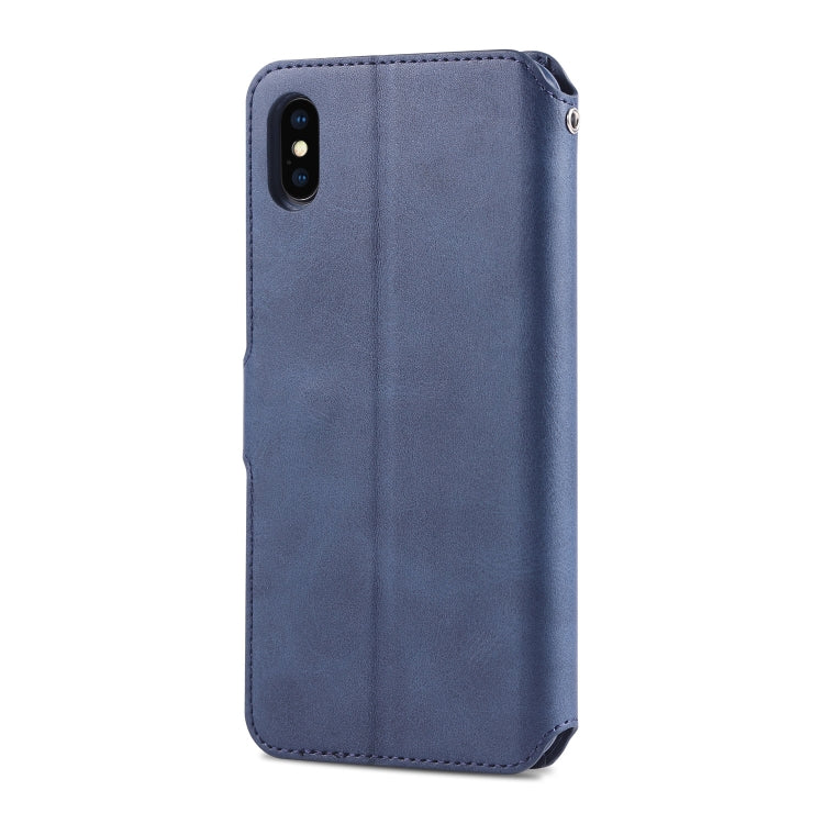 For iPhone X / XS AZNS Calf Texture Magnetic Horizontal Flip PU Leather Case with Holder & Card Slots & Photo Frame(Blue) - More iPhone Cases by AZNS | Online Shopping UK | buy2fix