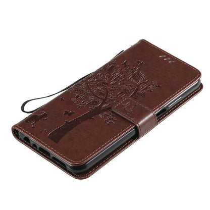 For Nokia X20 Tree & Cat Pattern Pressed Printing Horizontal Flip PU Leather Case with Holder & Card Slots & Wallet & Lanyard(Coffee) - Mobile Accessories by buy2fix | Online Shopping UK | buy2fix