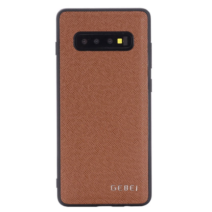 For Galaxy S10+ GEBEI Full-coverage Shockproof Leather Protective Case(Brown) - Galaxy Phone Cases by GEBEI | Online Shopping UK | buy2fix