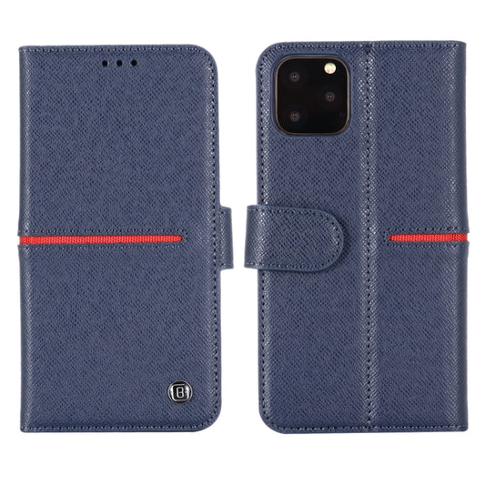 For iPhone 11 Pro GEBEI Top-grain Leather Horizontal Flip Protective Case with Holder & Card Slots & Wallet & Photo Frame(Blue) - iPhone 11 Pro Cases by GEBEI | Online Shopping UK | buy2fix