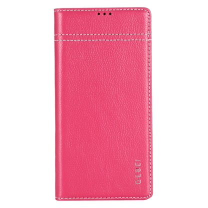 For Galaxy Note 10  GEBEI Top-grain Leather Horizontal Flip Protective Case with Holder & Card Slots(Rose Red) - Galaxy Phone Cases by GEBEI | Online Shopping UK | buy2fix