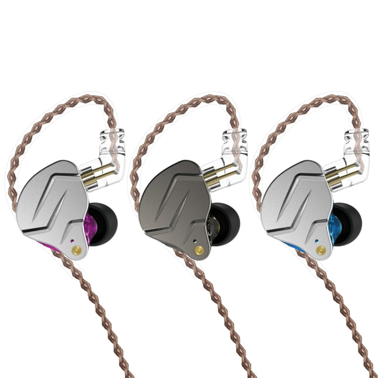 KZ ZSN Pro Ring Iron Hybrid Drive Metal In-ear Wired Earphone, Mic Version(Purple) - In Ear Wired Earphone by KZ | Online Shopping UK | buy2fix