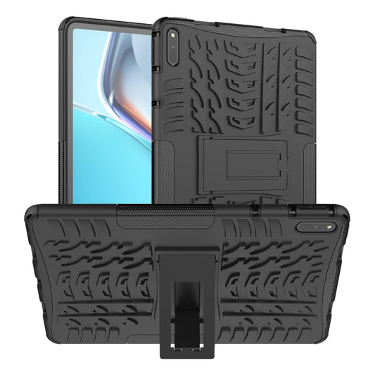 For Huawei MatePad 11 Tire Texture Shockproof TPU+PC Protective Case with Holder(Black) - For Huawei by buy2fix | Online Shopping UK | buy2fix