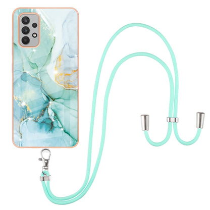 For Samsung Galaxy A32 4G EU Version Electroplating Marble Pattern IMD TPU Shockproof Case with Neck Lanyard(Green 003) - Samsung Accessories by buy2fix | Online Shopping UK | buy2fix