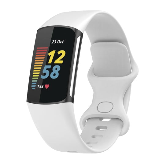 For Fitbit Charge 5 Silicone Watch Band, Size:S(White) - Smart Wear by buy2fix | Online Shopping UK | buy2fix