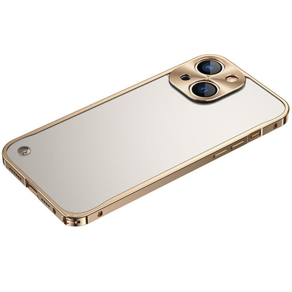 For iPhone 13 Metal Frame Frosted PC Shockproof Phone Case(Gold) - Apple Accessories by buy2fix | Online Shopping UK | buy2fix