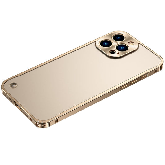 For iPhone 13 Pro Metal Frame Frosted PC Shockproof Phone Case (Gold) - Apple Accessories by buy2fix | Online Shopping UK | buy2fix