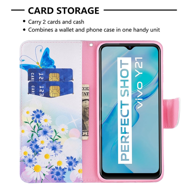 For vivo Y21 Colored Drawing Pattern Horizontal Flip Phone Leather Case with Holder & Card Slots & Wallet(Butterfly Love) - OPPO & vivo Accessories by buy2fix | Online Shopping UK | buy2fix