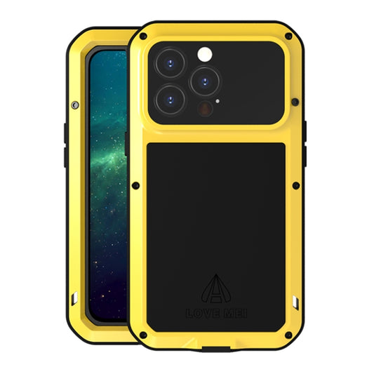 For iPhone 13 Pro LOVE MEI Metal Shockproof Waterproof Dustproof Protective Phone Case (Yellow) - Apple Accessories by LOVE MEI | Online Shopping UK | buy2fix