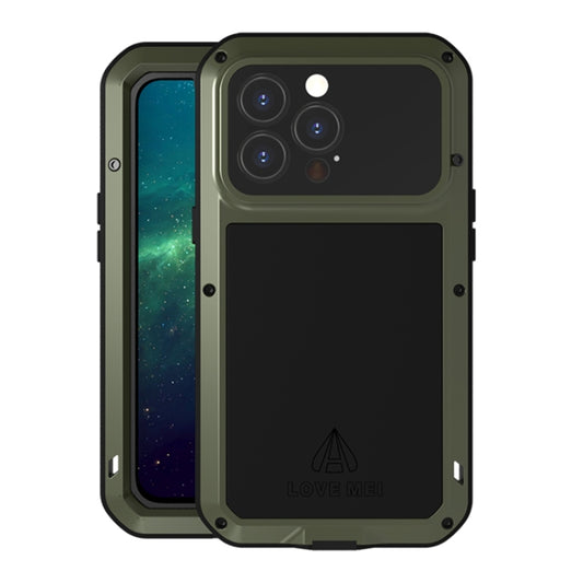 For iPhone 13 Pro LOVE MEI Metal Shockproof Waterproof Dustproof Protective Phone Case (Army Green) - Apple Accessories by LOVE MEI | Online Shopping UK | buy2fix