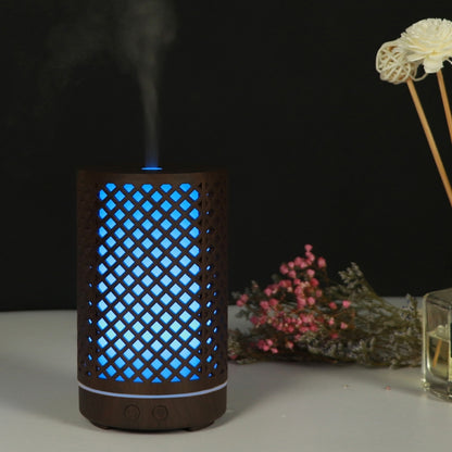 200ml Hollow-out Forest Pattern Wooden Essential Oil Aromatherapy Machine Ultrasonic Humidifier Automatic Alcohol Sprayer, Plug Specification:AU Plug(Dark Brown-1) - Home & Garden by buy2fix | Online Shopping UK | buy2fix