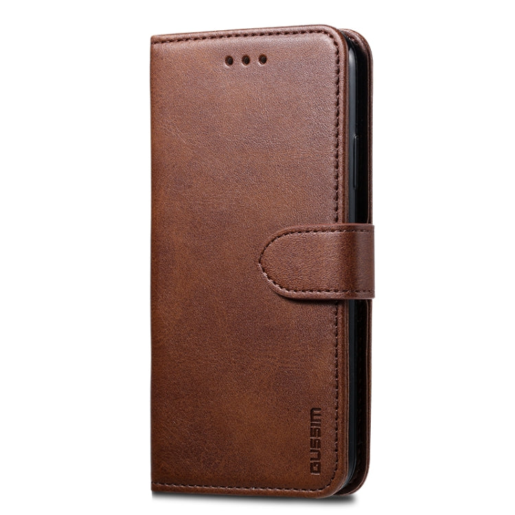 For iPhone XR GUSSIM Magnetic Horizontal Flip Leather Case with Holder & Card Slots & Wallet(Brown) - More iPhone Cases by GUSSIM | Online Shopping UK | buy2fix