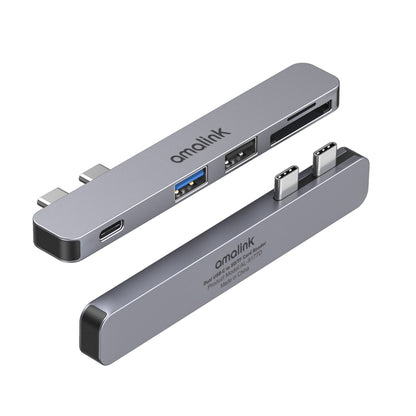 amalink 9177D Dual Type-C / USB-C to SD/TF Card Reader(Grey) - Card Reader by amalink | Online Shopping UK | buy2fix