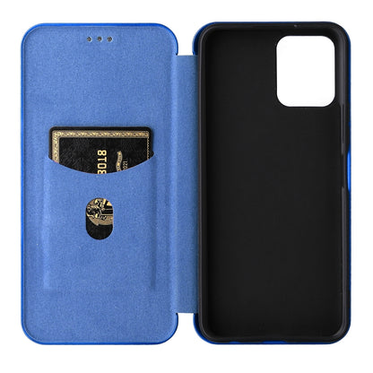 For vivo Y15s / Y15a Carbon Fiber Texture Horizontal Flip Leather Phone Case(Blue) - vivo Cases by buy2fix | Online Shopping UK | buy2fix