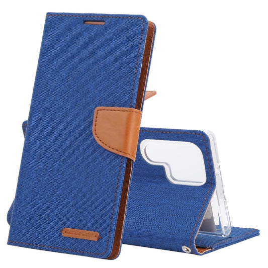 For Samsung Galaxy S22 Ultra 5G GOOSPERY CANVAS DIARY Canvas Texture Leather Phone Case(Blue) - Galaxy S22 Ultra 5G Cases by GOOSPERY | Online Shopping UK | buy2fix