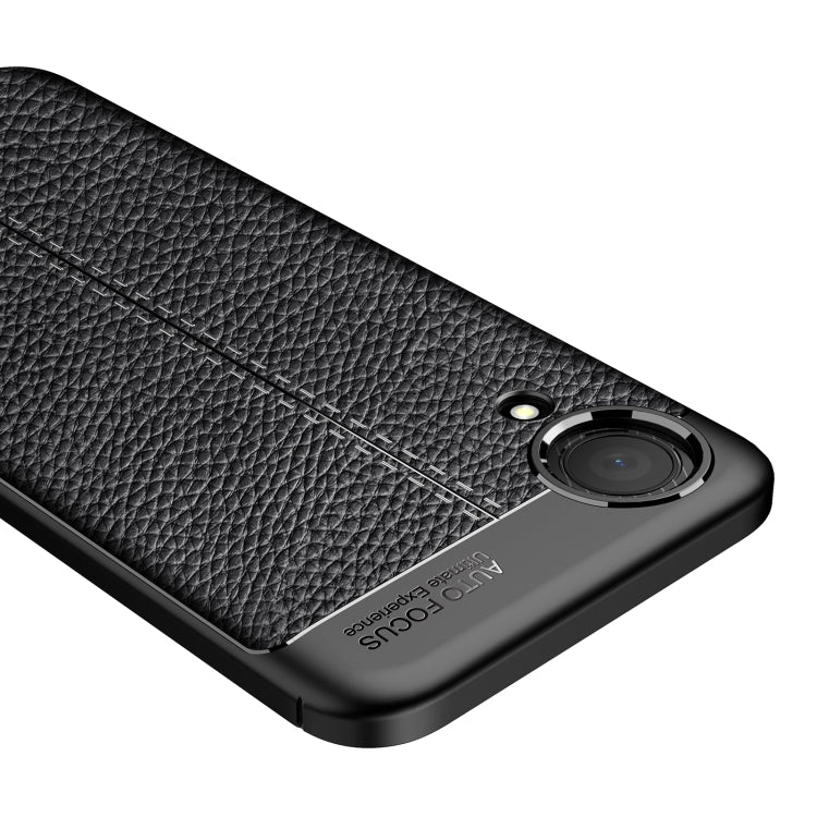 For Samsung Galaxy A03 Core Litchi Texture TPU Shockproof Phone Case(Black) - Galaxy Phone Cases by buy2fix | Online Shopping UK | buy2fix