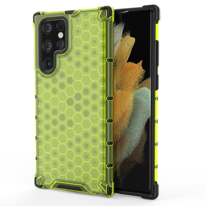 For Samsung Galaxy S22 Ultra 5G Honeycomb PC + TPU Phone Case(Green) - Galaxy S22 Ultra 5G Cases by buy2fix | Online Shopping UK | buy2fix