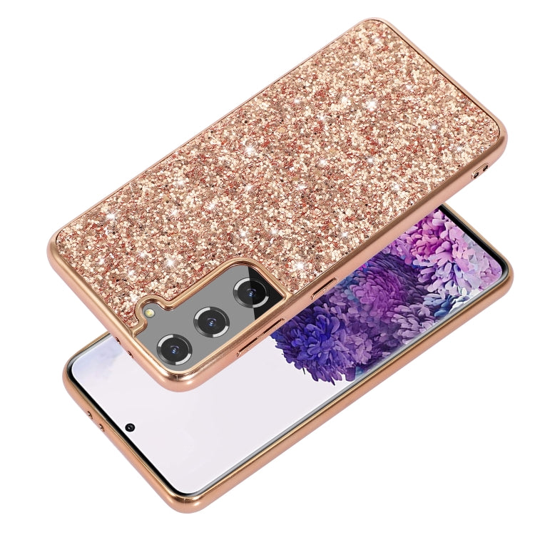 For Samsung Galaxy S22 Ultra 5G Glitter Powder Shockproof TPU Protective Phone Case(Rose Gold) - Samsung Accessories by buy2fix | Online Shopping UK | buy2fix