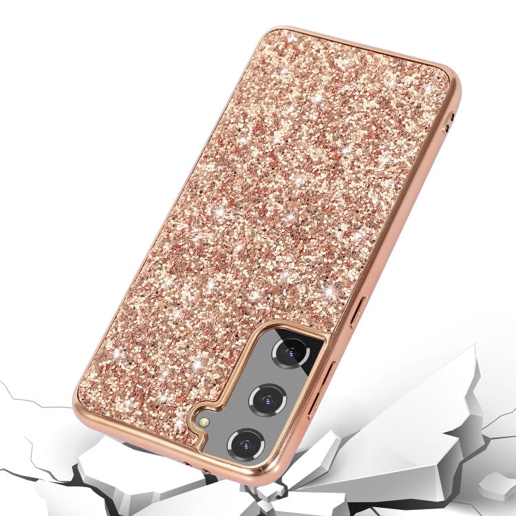 For Samsung Galaxy S22 Ultra 5G Glitter Powder Shockproof TPU Protective Phone Case(Rose Gold) - Samsung Accessories by buy2fix | Online Shopping UK | buy2fix