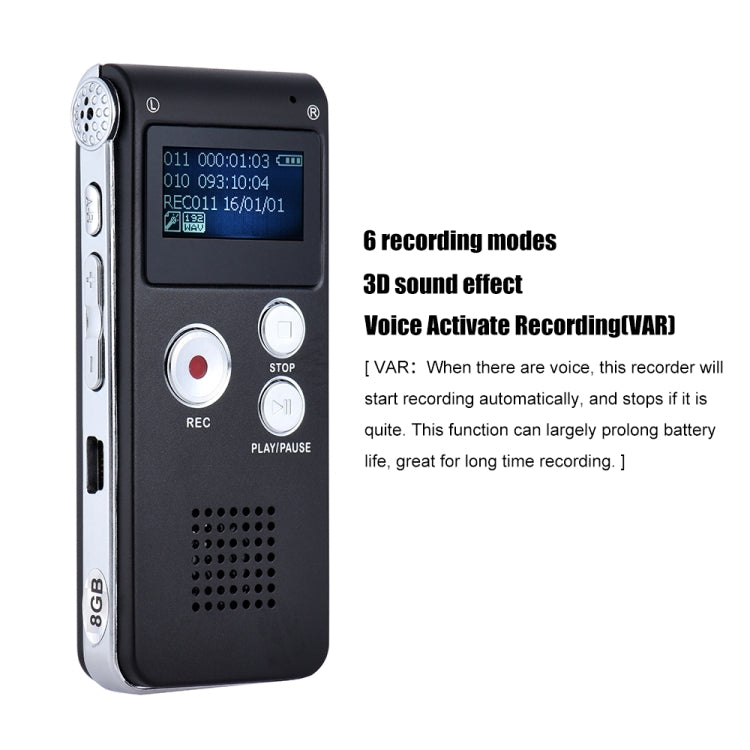 SK-012 32GB USB Dictaphone Digital Audio Voice Recorder with WAV MP3 Player VAR Function(Black) - Consumer Electronics by buy2fix | Online Shopping UK | buy2fix